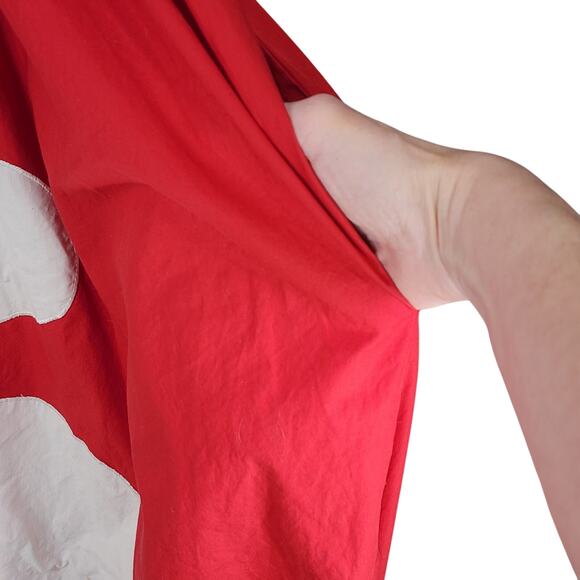 eShakti Maxi Flower Dress 1X 18W Red White Pocket Cotton Surplice Neck Smocked - Picture 6 of 11